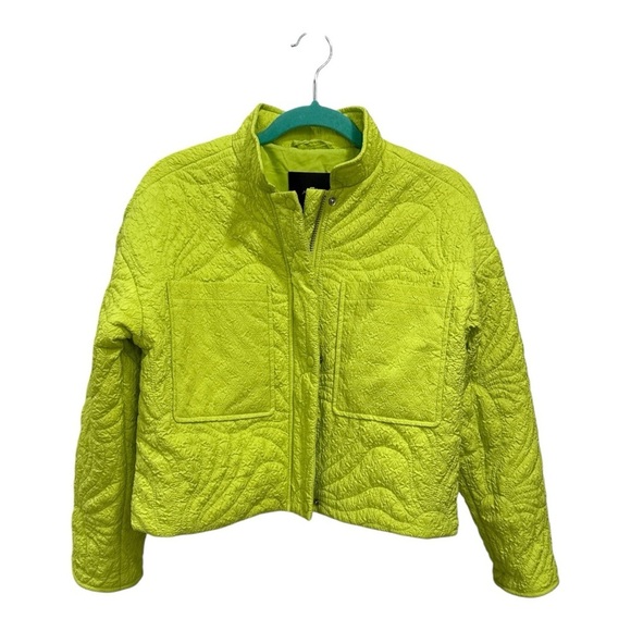 7 FOR ALL MANKIND Quilted Cropped Jacket Women’s size S Moss Green NWT - Picture 10 of 11
